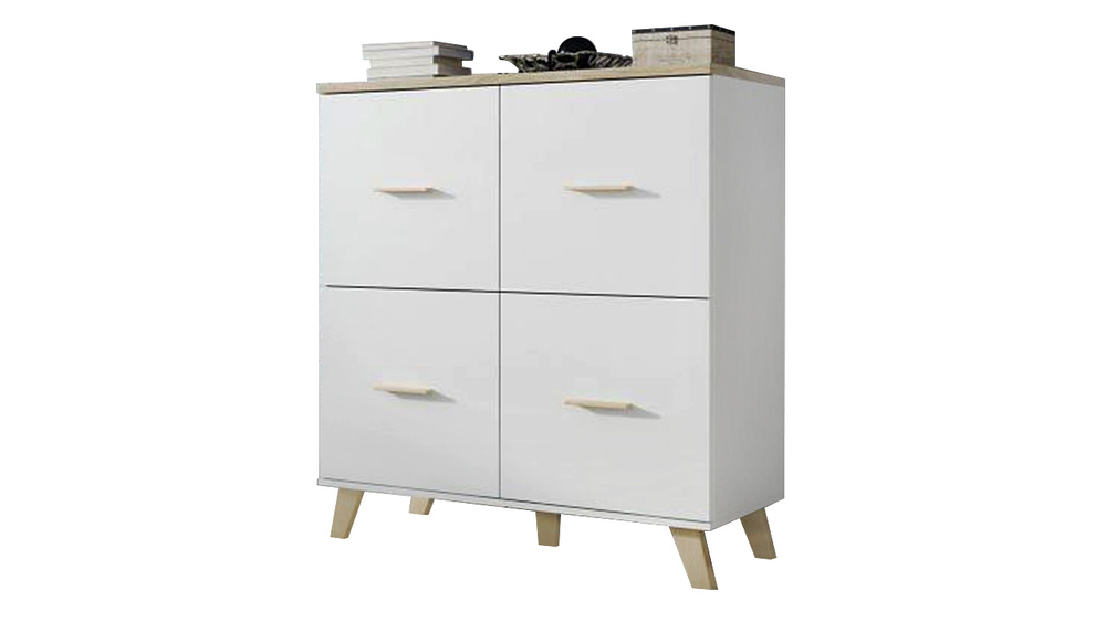 Комод Мелания 4 Белый 101/ Клен 375 110*45*119 см, Белый 101/Клен 375   Фиеста