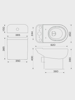 Бачок унитаза Gesso W103 Юпитер Home De Luxe (130 мм) /Луна-1
