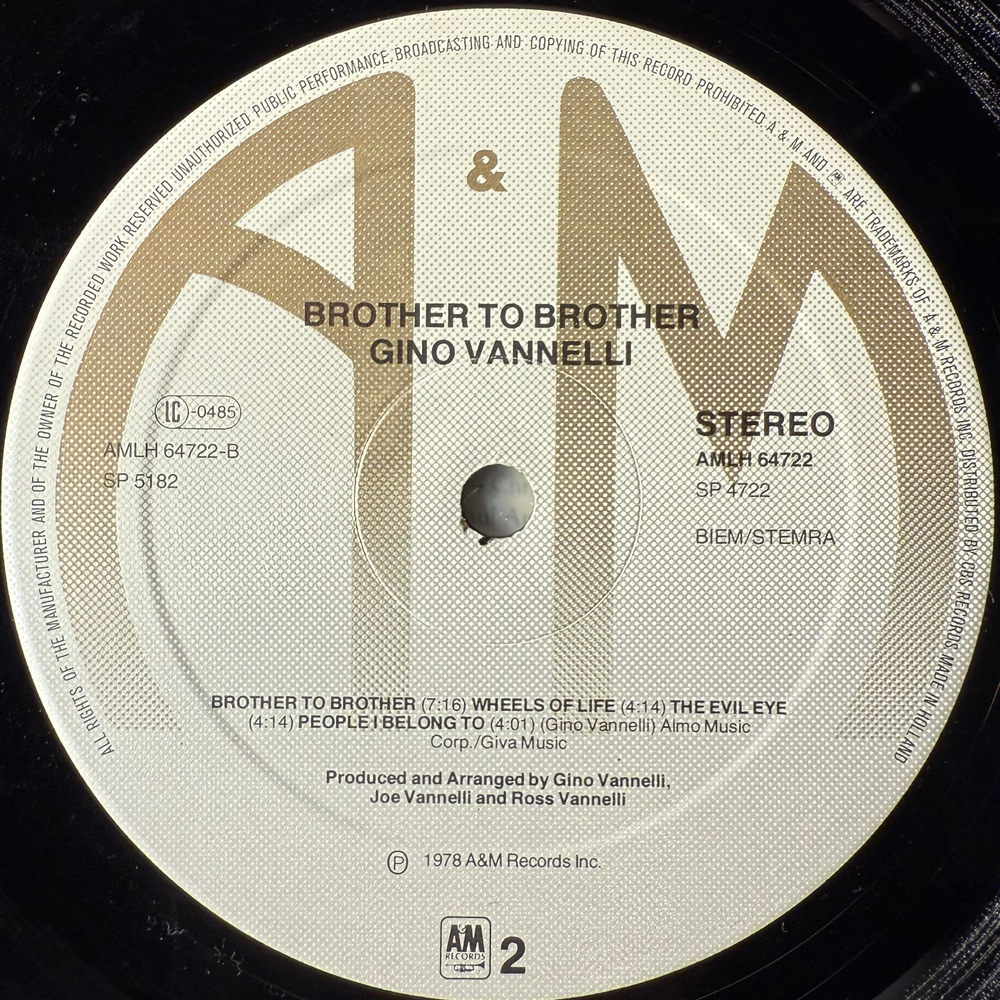 Gino Vannelli ‎– Brother To Brother (Голландия 1978г.)