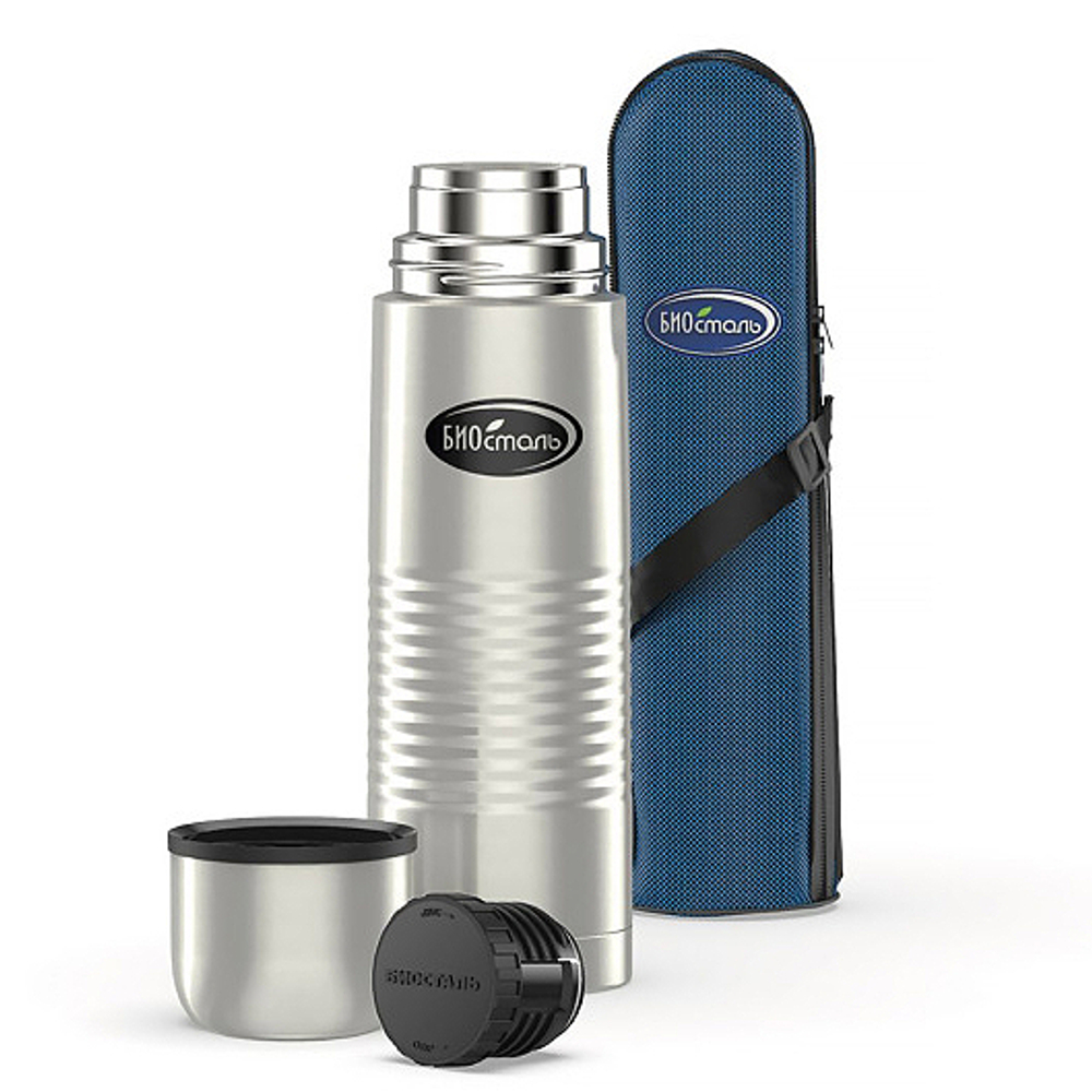 Термос Биосталь в чехле, 1000мл с узким горлом