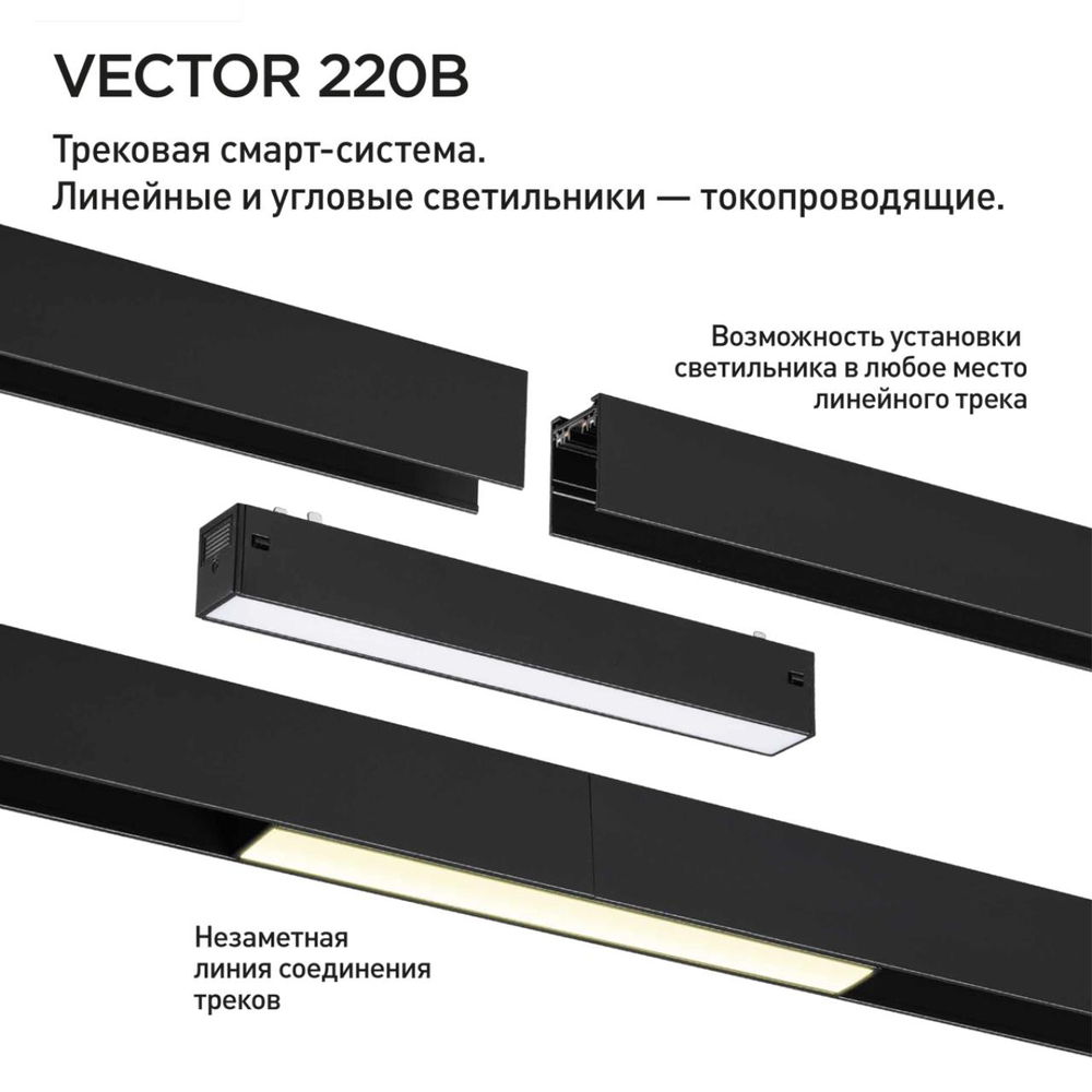 359932 PORT NT25 208 черный Трековый светильник с переключ. цв. темпер. IP20 LED 3000К\4000К\6000К 24W 90-240V VECTOR