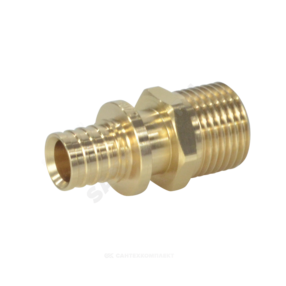 Муфта для PE-X труб аксиальная латунь Дн 16х1/2" НР РОС