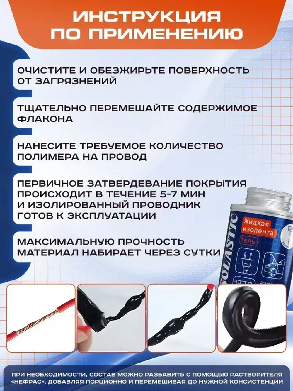 Изолента жидкая изолента-гель герметик водонепроницаемый с кисточкой ISOLASTIC черный, 115 мл