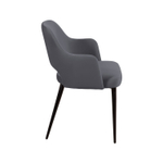 Стул William с подлокотниками, бархат серый 27/ черный конус