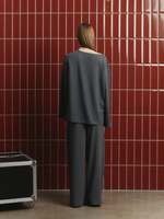 Костюм в пижамном стиле (брюки, лонгслив), цвет серый меланж