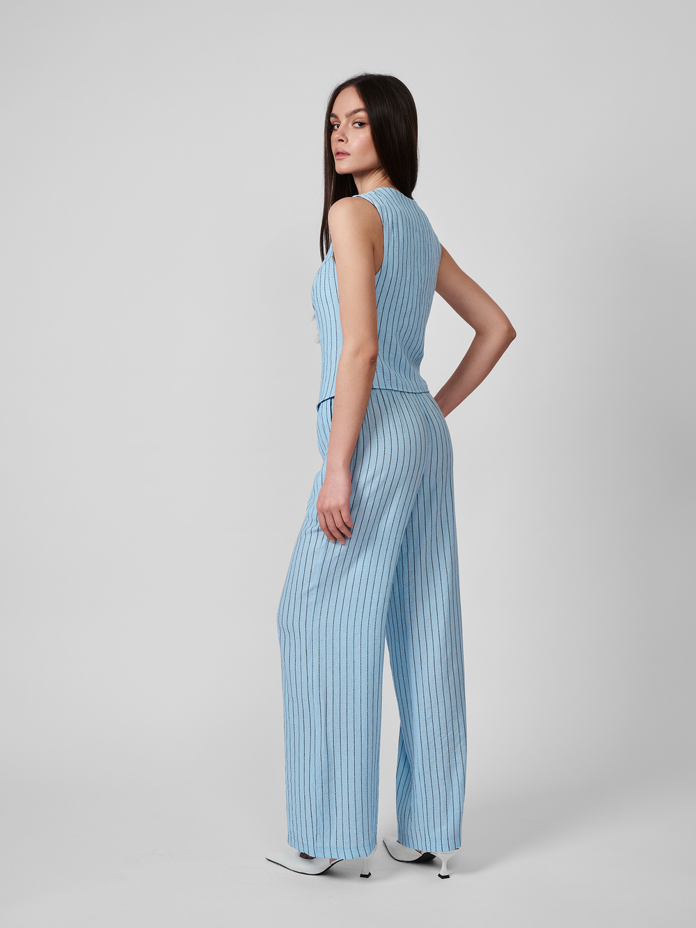 ГОЛУБЫЕ БРЮКИ НА КОМФОРТНОЙ РЕЗИНКЕ С КАРМАНАМИ