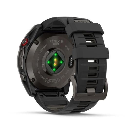 Умные часы Garmin Fenix 8 PRO, 51 мм, AMOLED, Sapphire, Carbon Gray DLC Titanium with Black/Pebble Gray Silicone Band