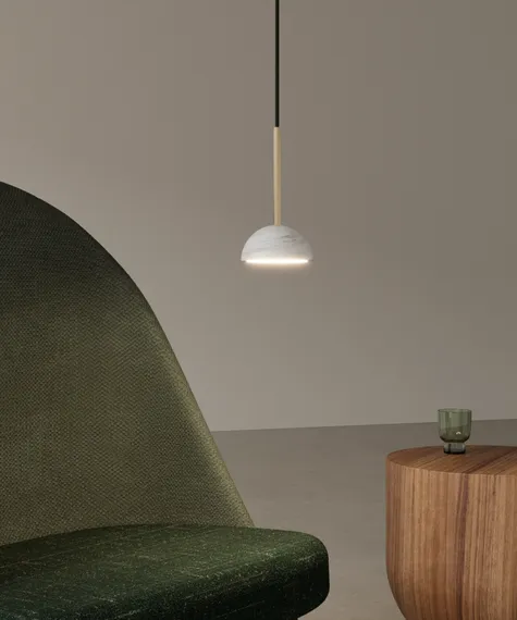 Подвесной светильник Dussa S золотой металл / белый мрамор