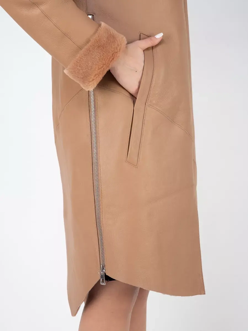 Дубленка зима натуральная удлиненная с капюшоном