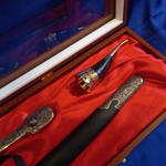 Большой подарочный набор "Кавказ 2" (Шашка казачья, кинжал кавказский, 2 рога для вина)