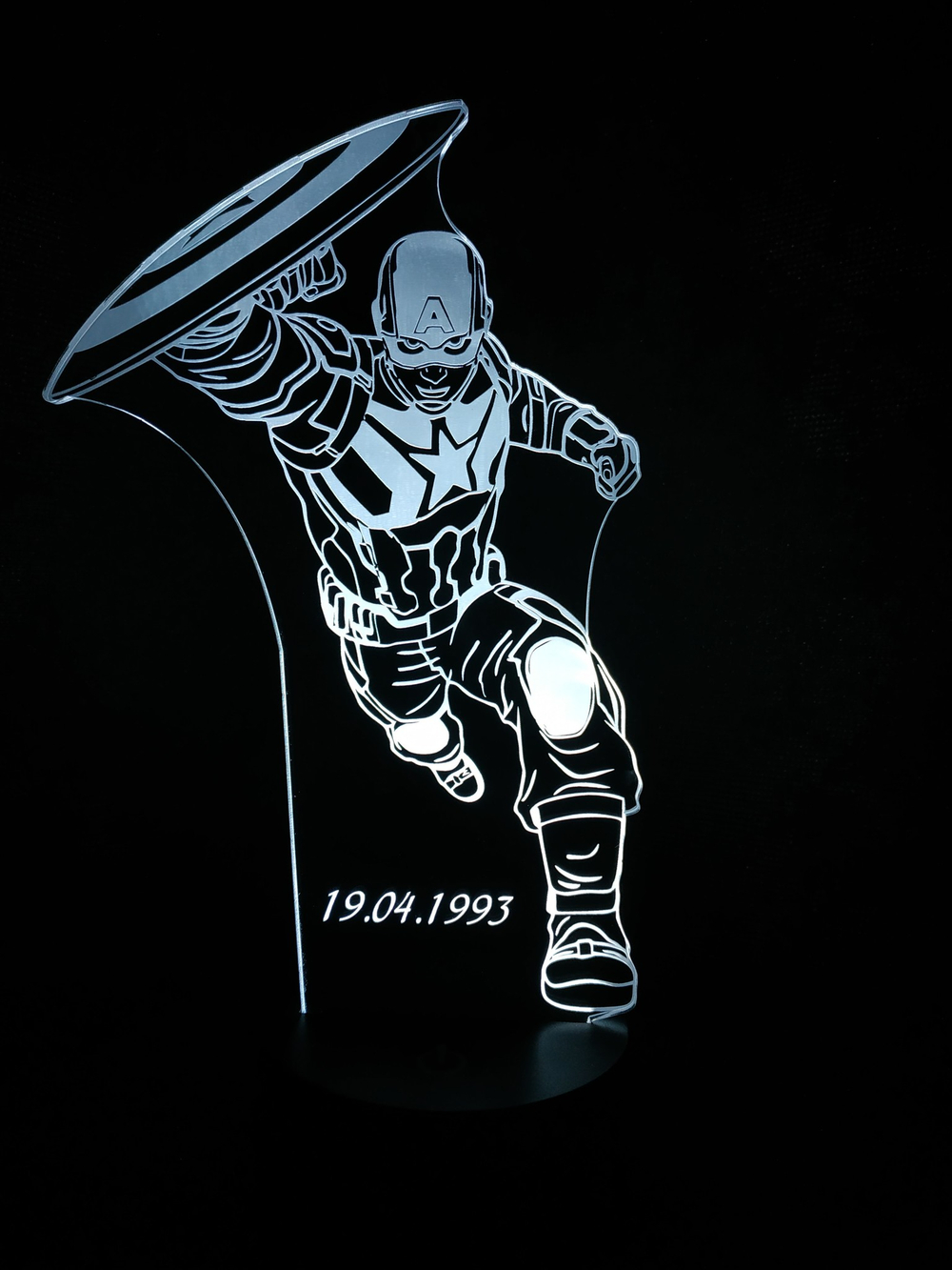 3D Светильник "Капитан Америка" (Ваш текст)