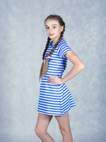 Платье для девочек Little Beetle, в бело-голубую полоску