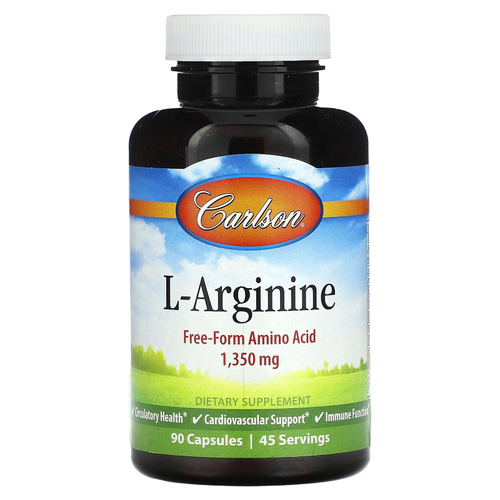 Carlson, L-аргинин, 1350 мг, 90 капсул (675 мг в 1 капсуле)