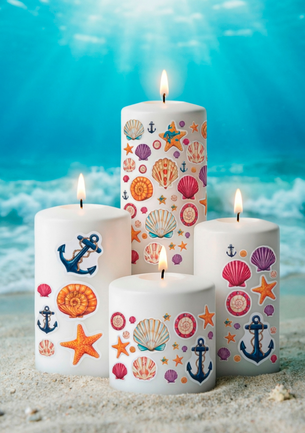 Трансфер переводной - декаль для свечей и гипса морская тематика 005 А5