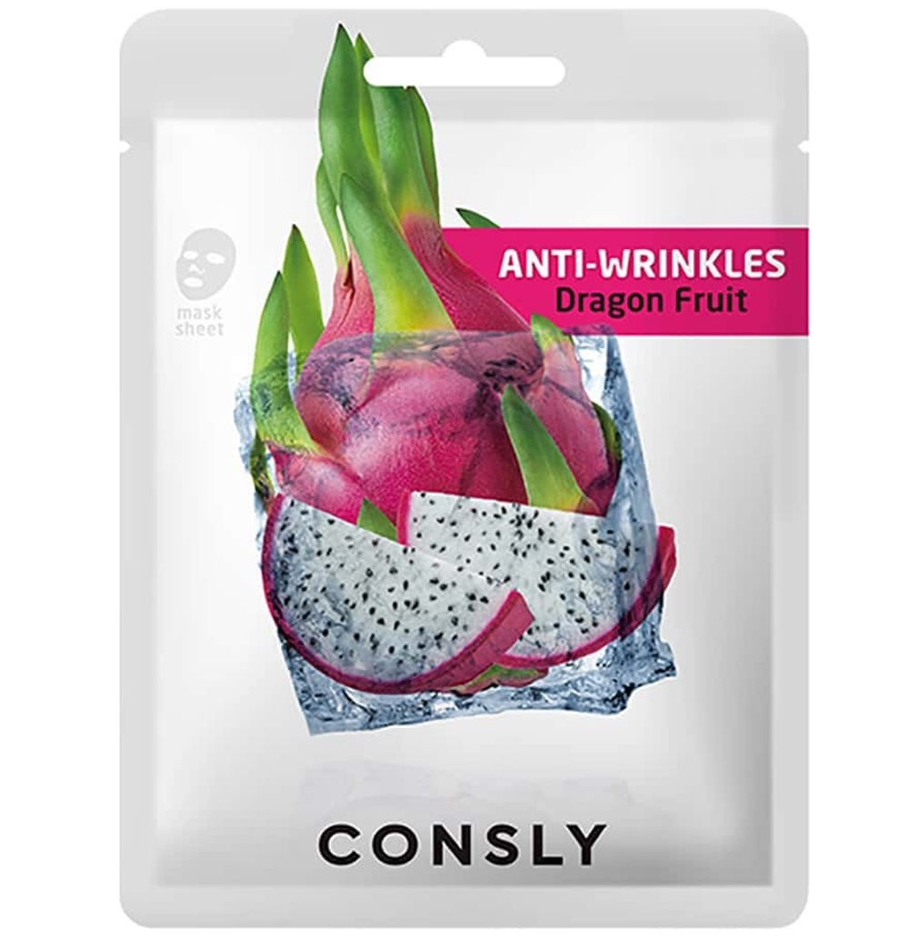 [Consly] Dragon Fruit Anti-Wrinkles Mask Pack - Антивозрастная тканевая маска с экстрактом драгонфрута, 20 мл