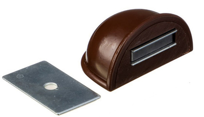 Ограничитель двери магнитный 2,5х5 см., пластик, металл, коричневый (416-083)