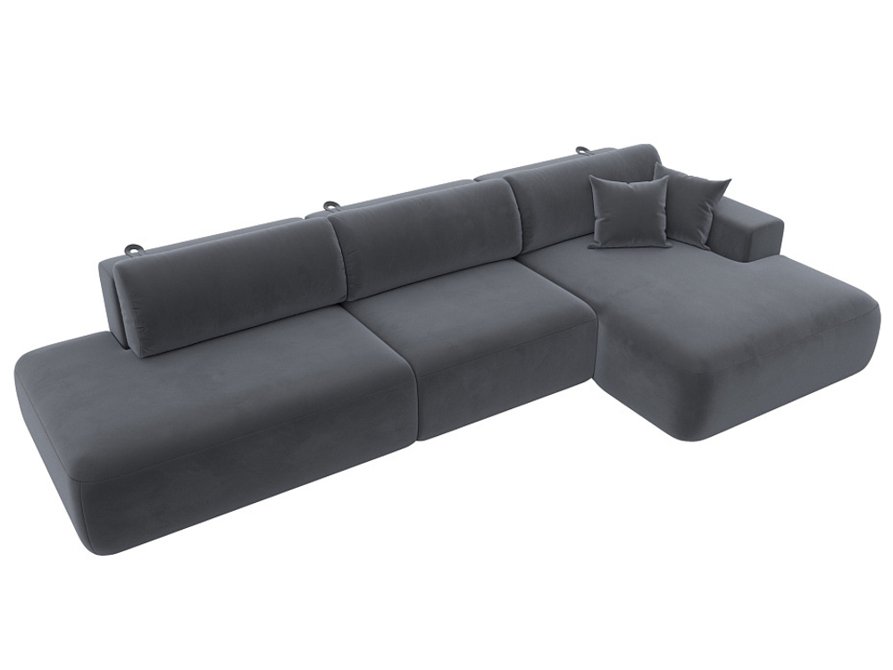 Диван угловой Лига-036 НПБ Модерн Лонг правый угол ВЕЛЮР Серый