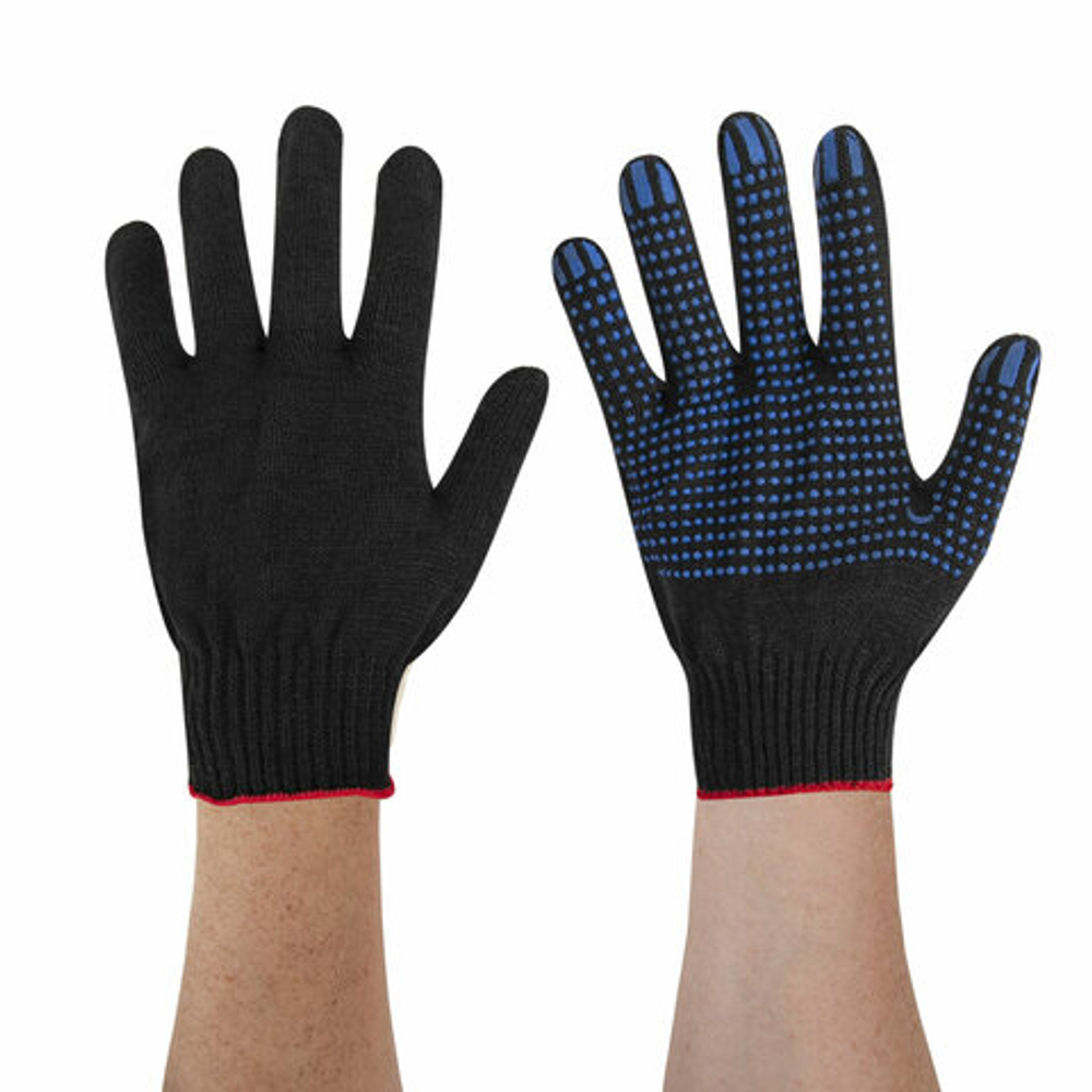 Перчатки хлопчатобумажные, КОМПЛЕКТ 100 ПАР, 10 класс, 40-42 г, 116 текс, ПВХ-точка, LAIMA ЛЮКС ЧЕРНЫЕ