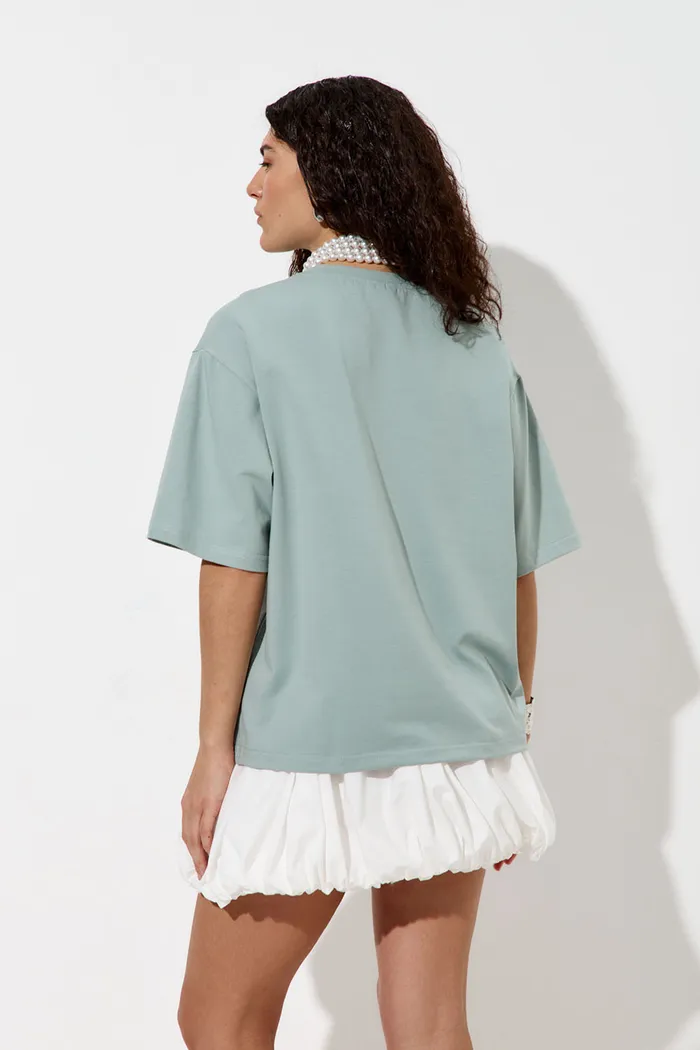 Футболка с принтом "Жемчужный бра" мятного цвета