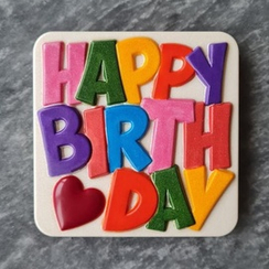 890 | Форма для шоколадных плиток "Happy B-day"(275х175 мм)