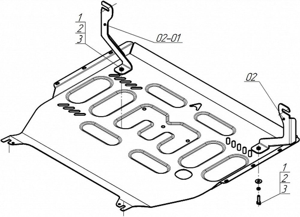Защита картера двигателя, КПП. 1,5 мм, Сталь. для Geely Tugella 2020-н.в., Motodor.54205