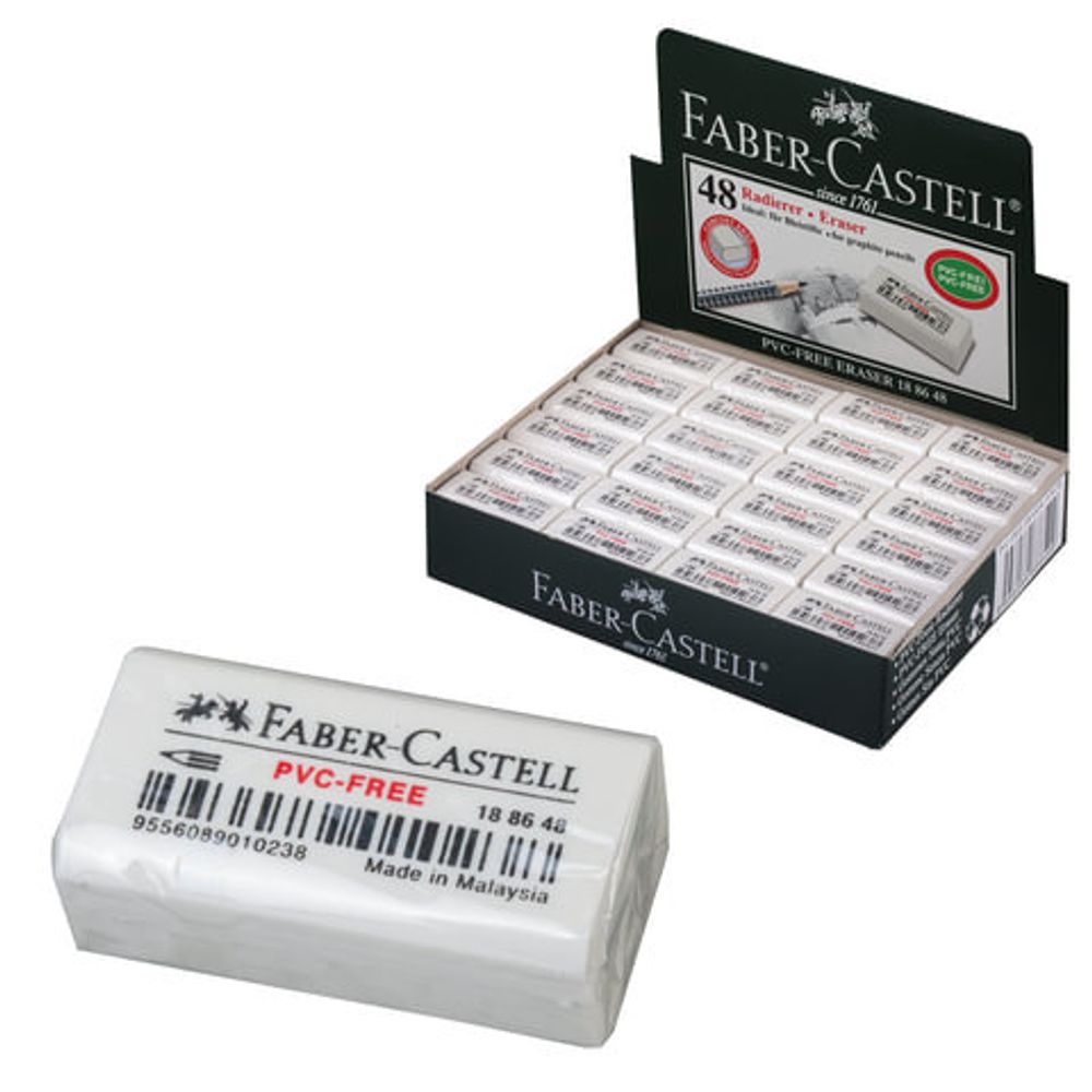 Ластик FABER-CASTELL "PVC Free", 31x16x11 мм, белый, прямоугольный, 188648