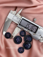 Пуговицы Эрме. на прокол черные с синими прожилками