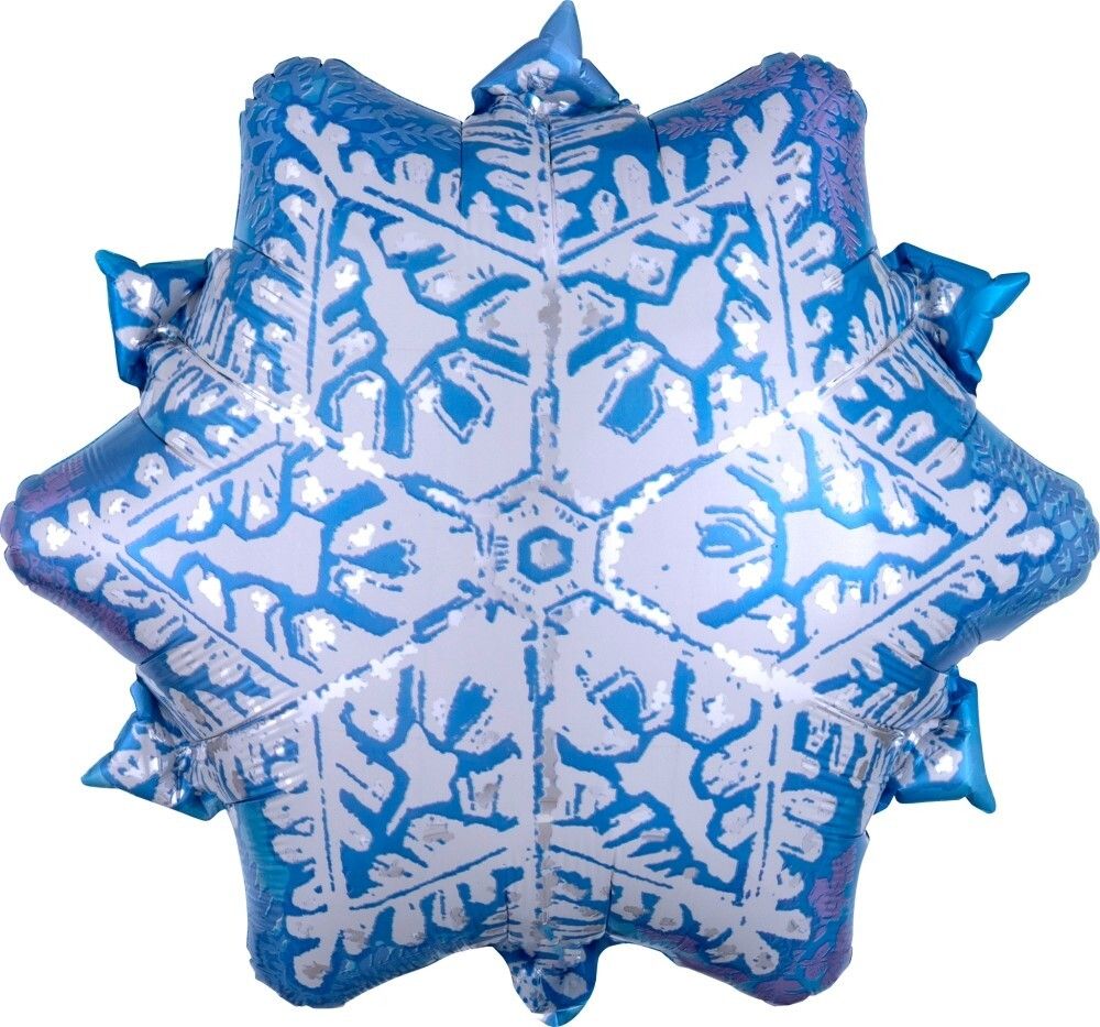 Шар (22&#39;&#39;/56 см) Фигура, Снежинка, Голубой/Серебро, 1 шт.