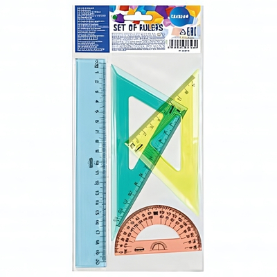 Набор линеек пластик: линейка 20см., 2 треугольника, транспортир (Центрум)