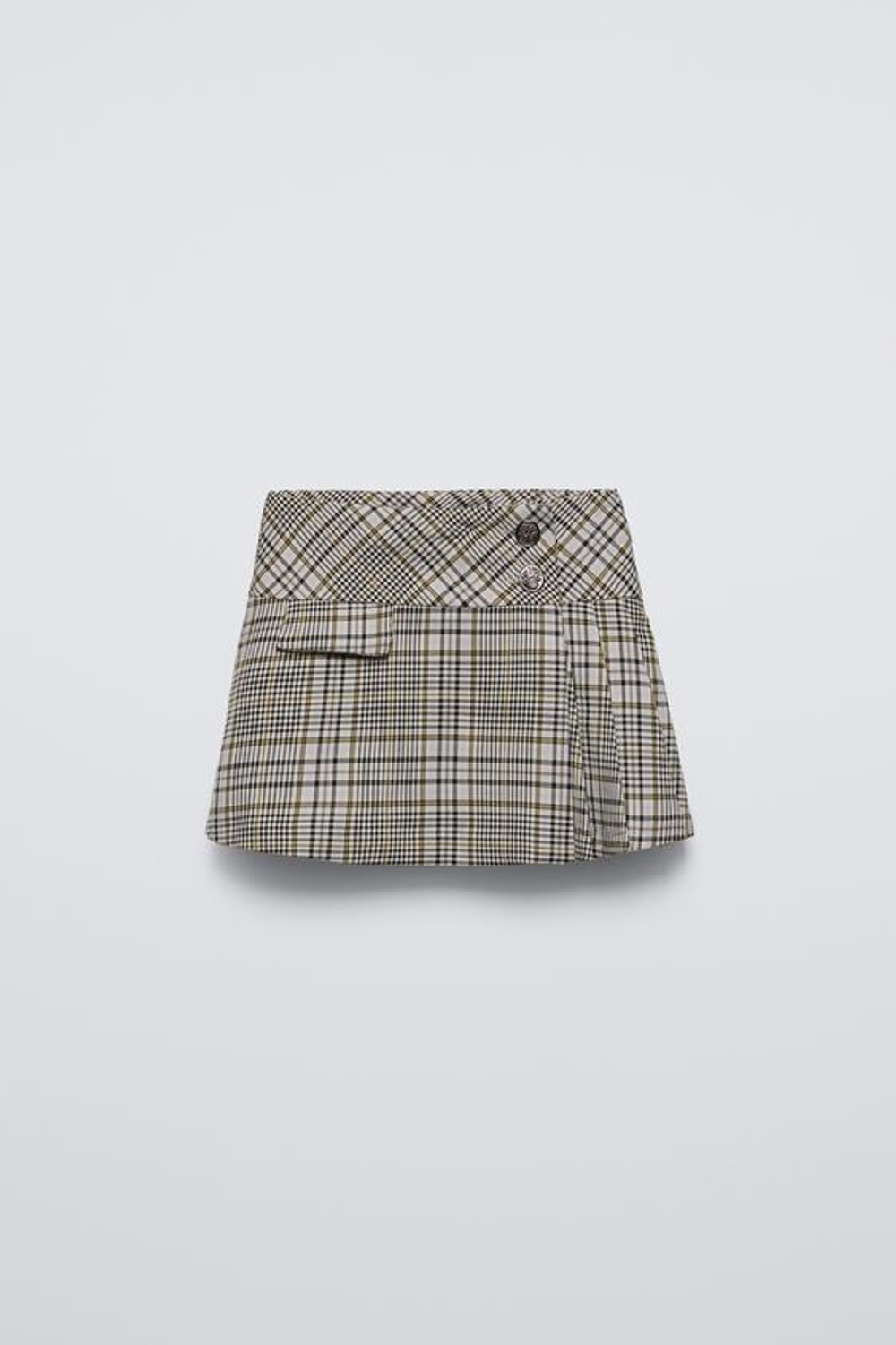 ZARA ЮБКА В КЛЕТКУ, ЗЕЛЕНЫЙ