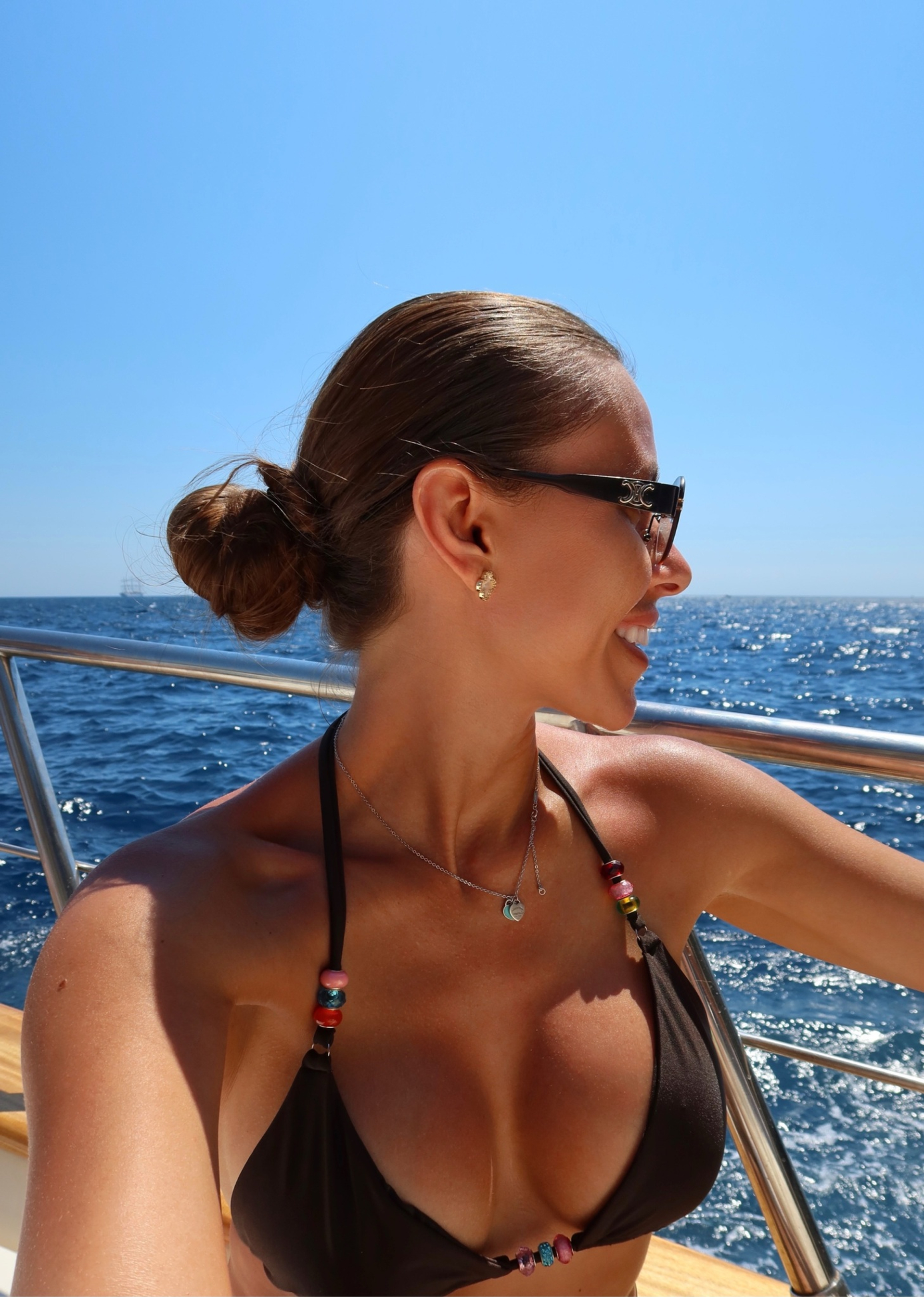 Купальник НА-НО МИКРО с бусинами коричневый пошив