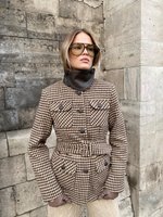 Жакет- пальто из шерсти, Бежевый