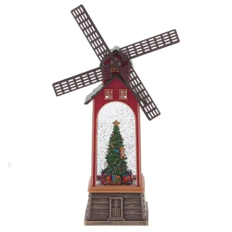 Изделие декоративное "Мельница" (подсвет, вьюга, муз, движ, AA х3 н/п +USB) L17 W10 H34 см