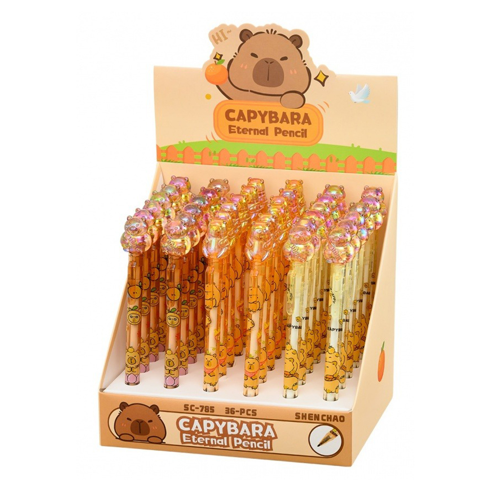 Карандаш вечный автоматический, чернографитный, MC-Basir, 3 цвета корпуса, серия "Капибара", 36 шт