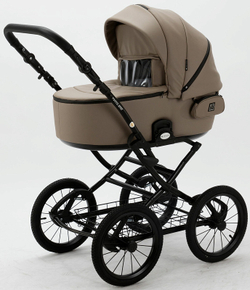 Детская коляска Adamex Porto Retro Deluxe 2 в 1 PO-SA09 (Т.БЕЖ.КОЖА)