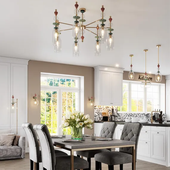4855/5C CLASSIC ODL_EX21 193 золото/разноцветн./керамика/стекло Люстра потолочная E14 5*40W BIZET