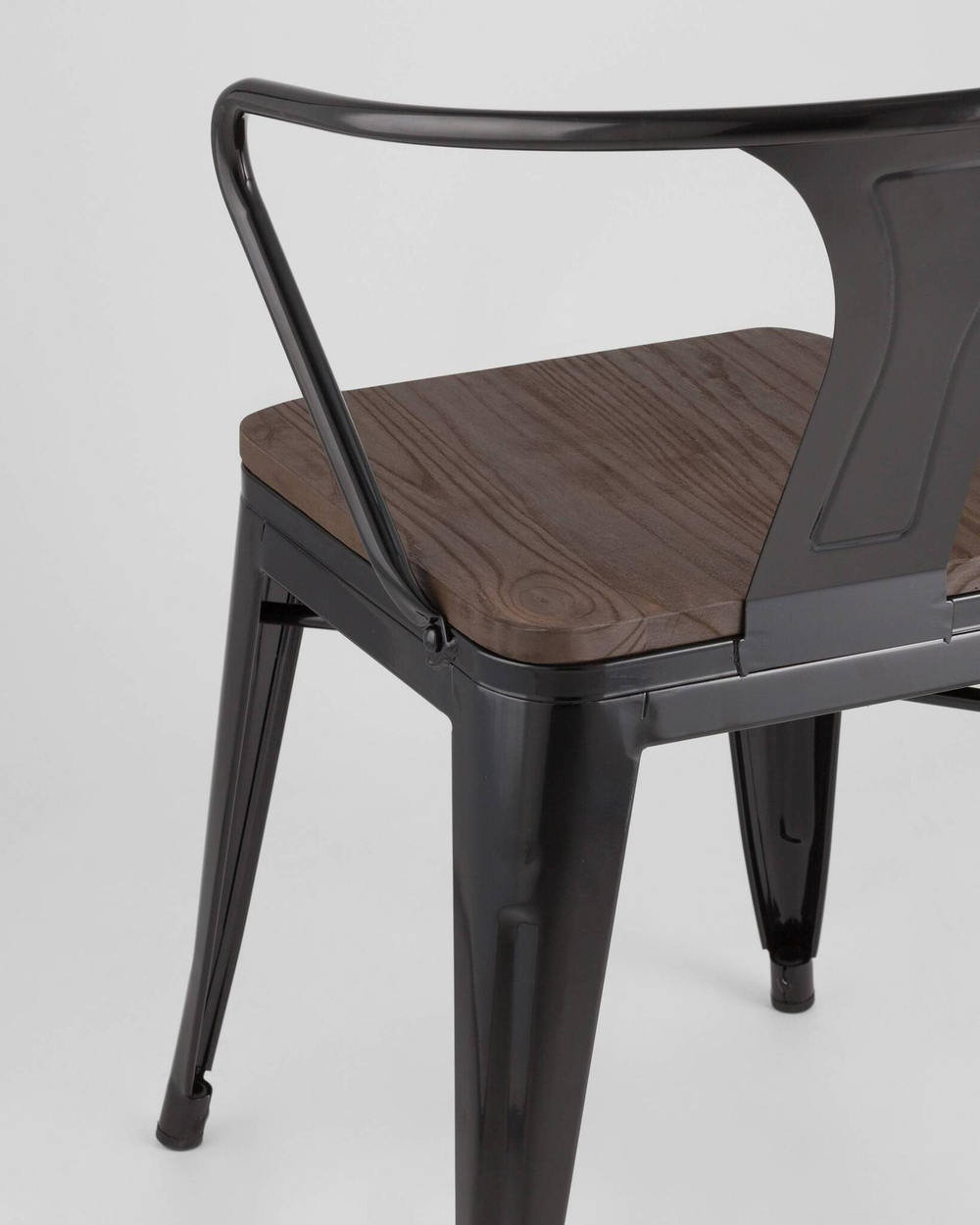 Стул TOLIX ARM WOOD с подлокотниками черный