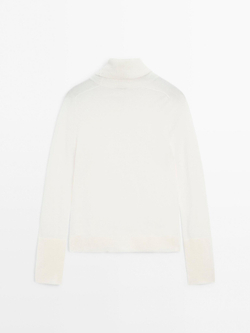 Massimo Dutti Свитер из тонкого трикотажа, натуральный, кремовый