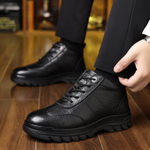 CHENGSHILUOTUO Top Grain Cow Leather Mid top Elderly Insulated Shoes Men"s