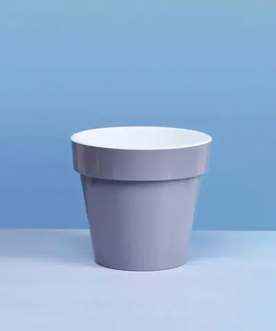 Кашпо для цветов пластиковое 1л d-14,5см «Порто» со вставкой серый шёлк