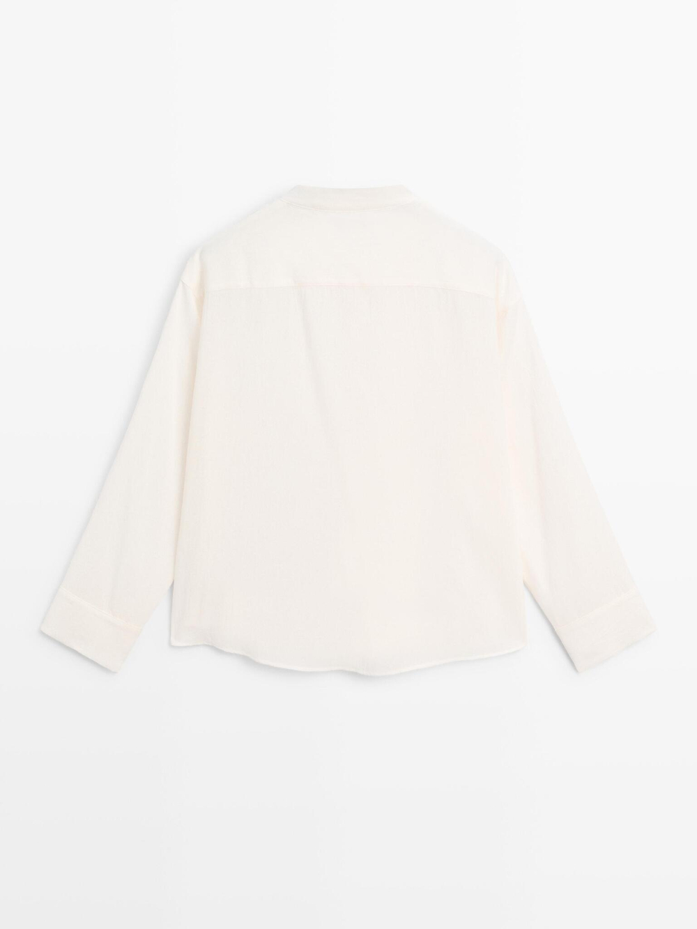 Massimo Dutti Рубашка с круглым вырезом и пуговицами, натуральный/кремовый