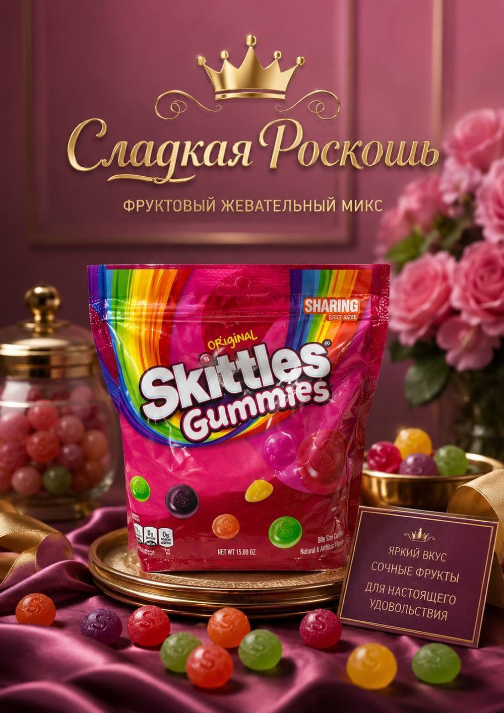 Skittles фруктовый жевательный микс. США