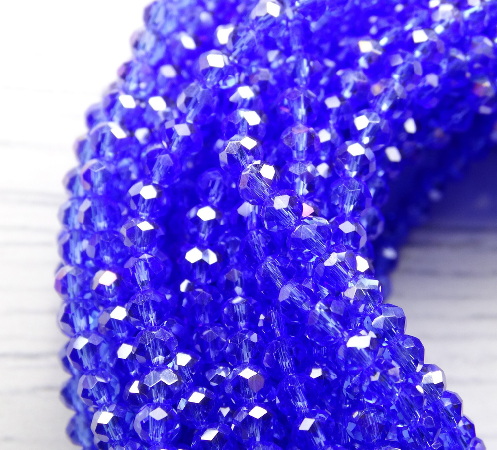 БП018ДС23 Хрустальные бусины "рондель", цвет: светло-синий AB прозрачный, 2х3 мм, кол-во: 95-100 шт.
