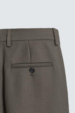 ZARA ПРЯМЫЕ БРЮКИ ИЗ 100% ШЕРСТИ, ЗЕЛЕНЫЙ