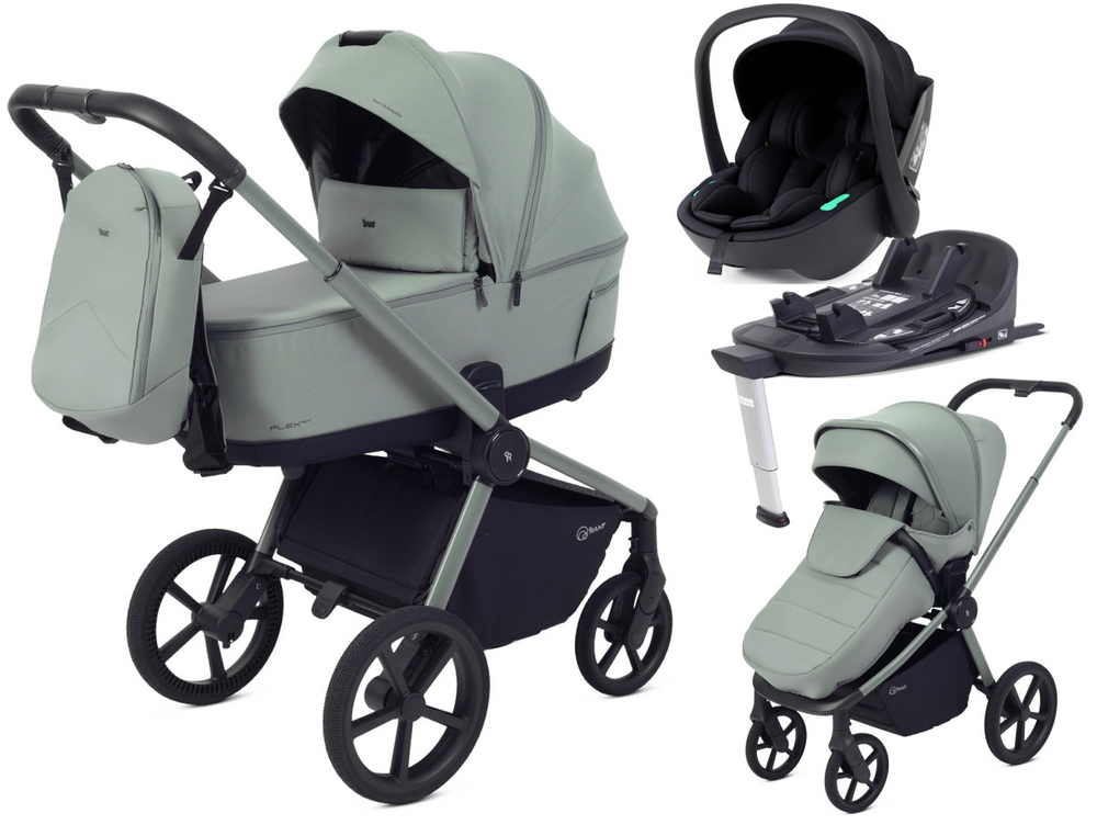 Детская коляска Rant Flex Therm Soft 4 в 1 с автокреслом Miro Black и база Forest Green
