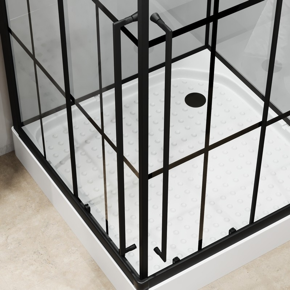 Душевая кабина Niagara Standart ST90/15QL/KL/BKT (90х90х225) низкий поддон(15см),черный,стекло прозрачное,3 места