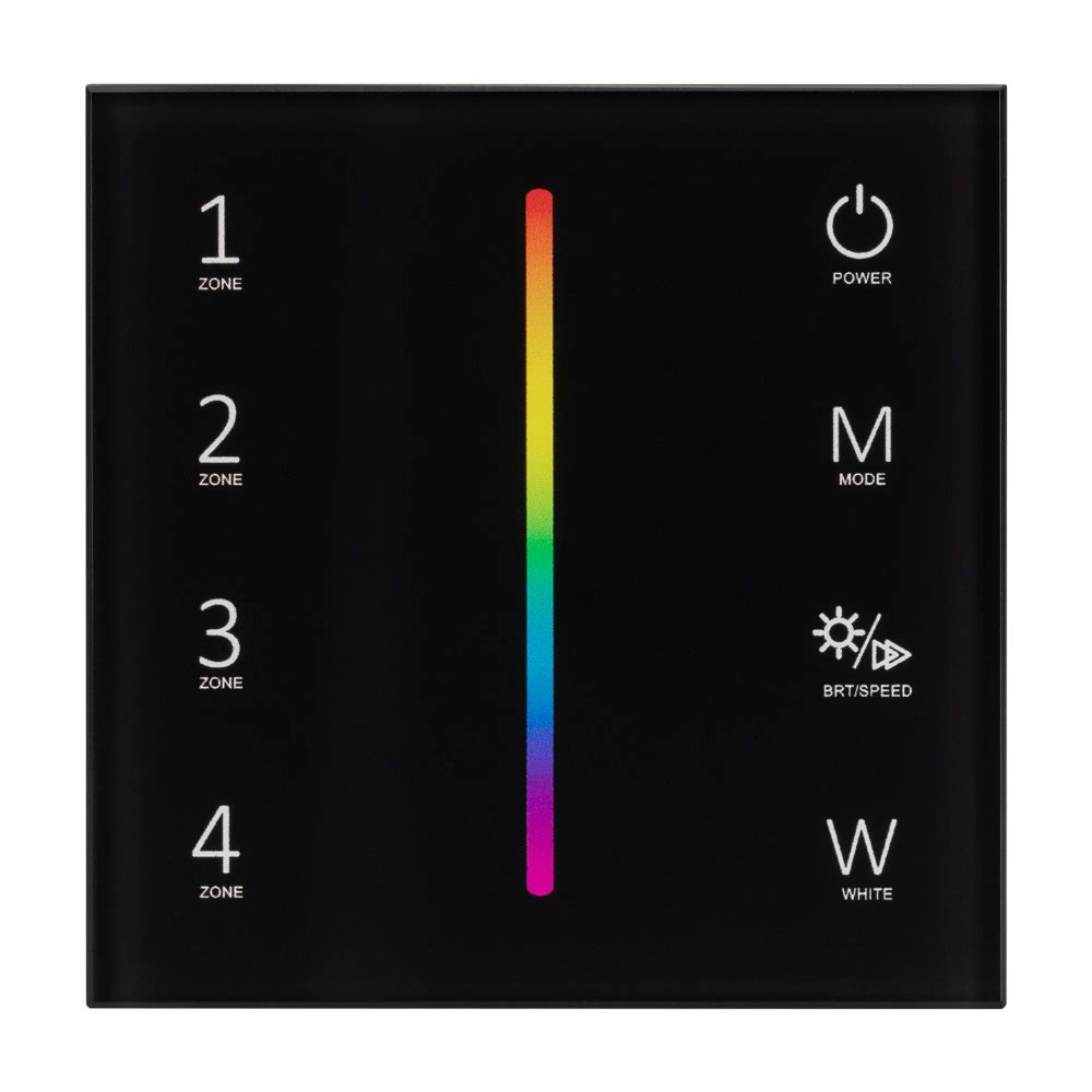 Панель Sens SMART-P30-RGBW Black (230V, 4 зоны, 2.4G) (Arlight, IP20 Пластик, 5 лет) 027104