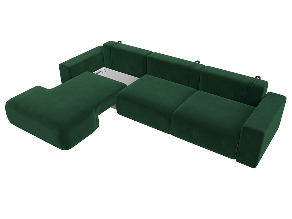 Диван угловой Лига-036 НПБ Классик Лонг левый угол ВЕЛЮР Зеленый