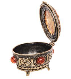 AM-3265 Шкатулка «Камея Юность» (латунь, янтарь)