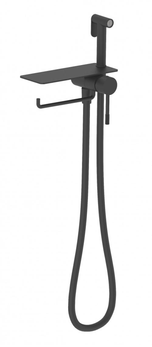 403052-C Смес. встра. с ГИГ. душем, полкой и держ. полотенца (ЧЕРНЫЙ) ViEiR (10/1шт)